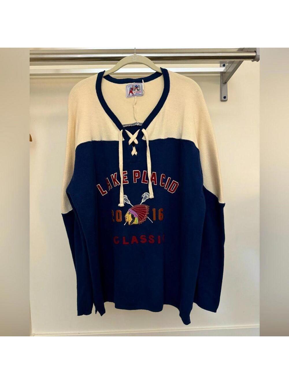 Vintage Lake Placid 2016 knit hockey / lacrosse  handmade jersey L
